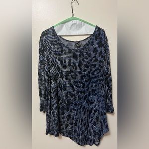 Blue and black, leopard print Ciara sun woo, women’s top size large.